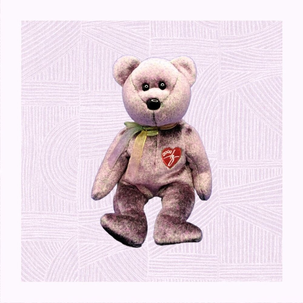 TY 2000 Millennium Bear Beanie Baby 8.5 Inch with Tush Tag But no Ear Tag